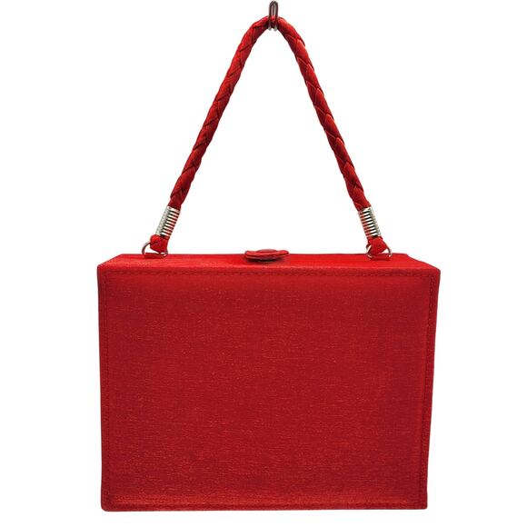 Lancome 100% Polyester Red Lightly Cushioned Top Handle Mini Clutch Handbag - Picture 1 of 12